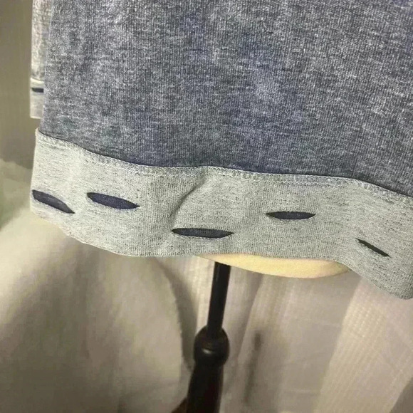 POL Small Mineral Wash Cut Out Short Women Top 3/4 Sleeves In Denim Blue - Picture 3 of 9